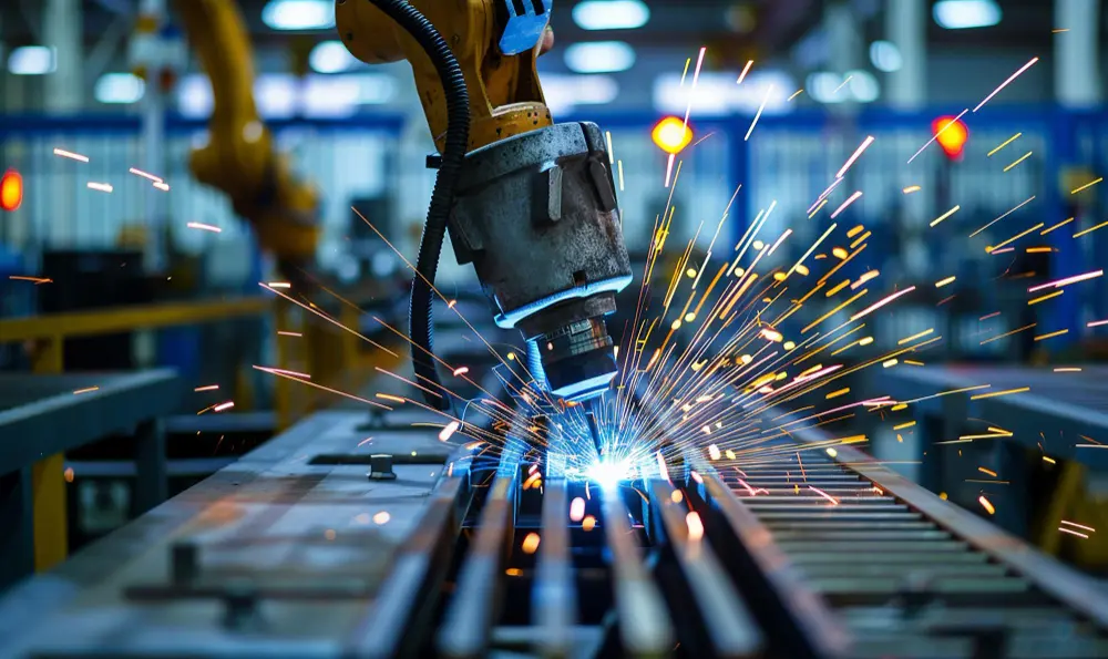 Schweißroboter in einer industriellen Fertigung